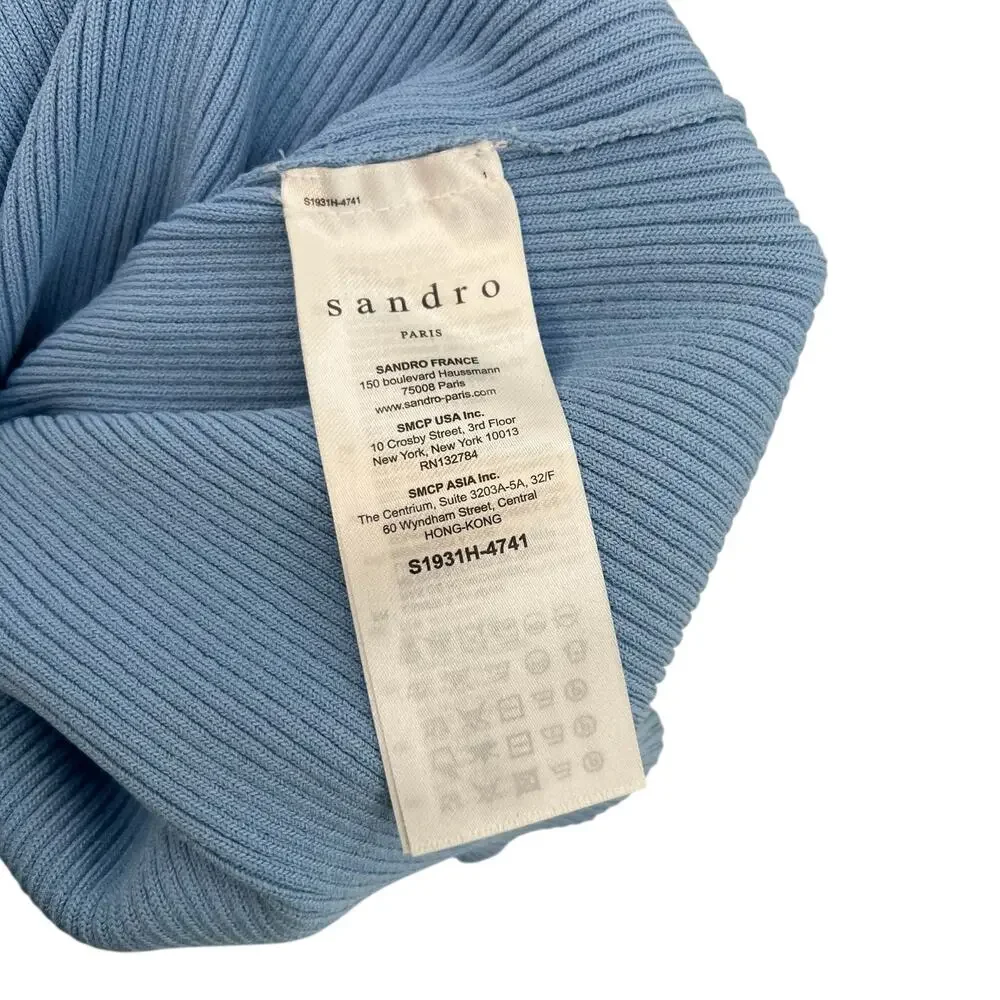 Sandro Spoon Ruffled Sweater Turtleneck Ruffle Cornflower Blue Size 2 US‎ Medium